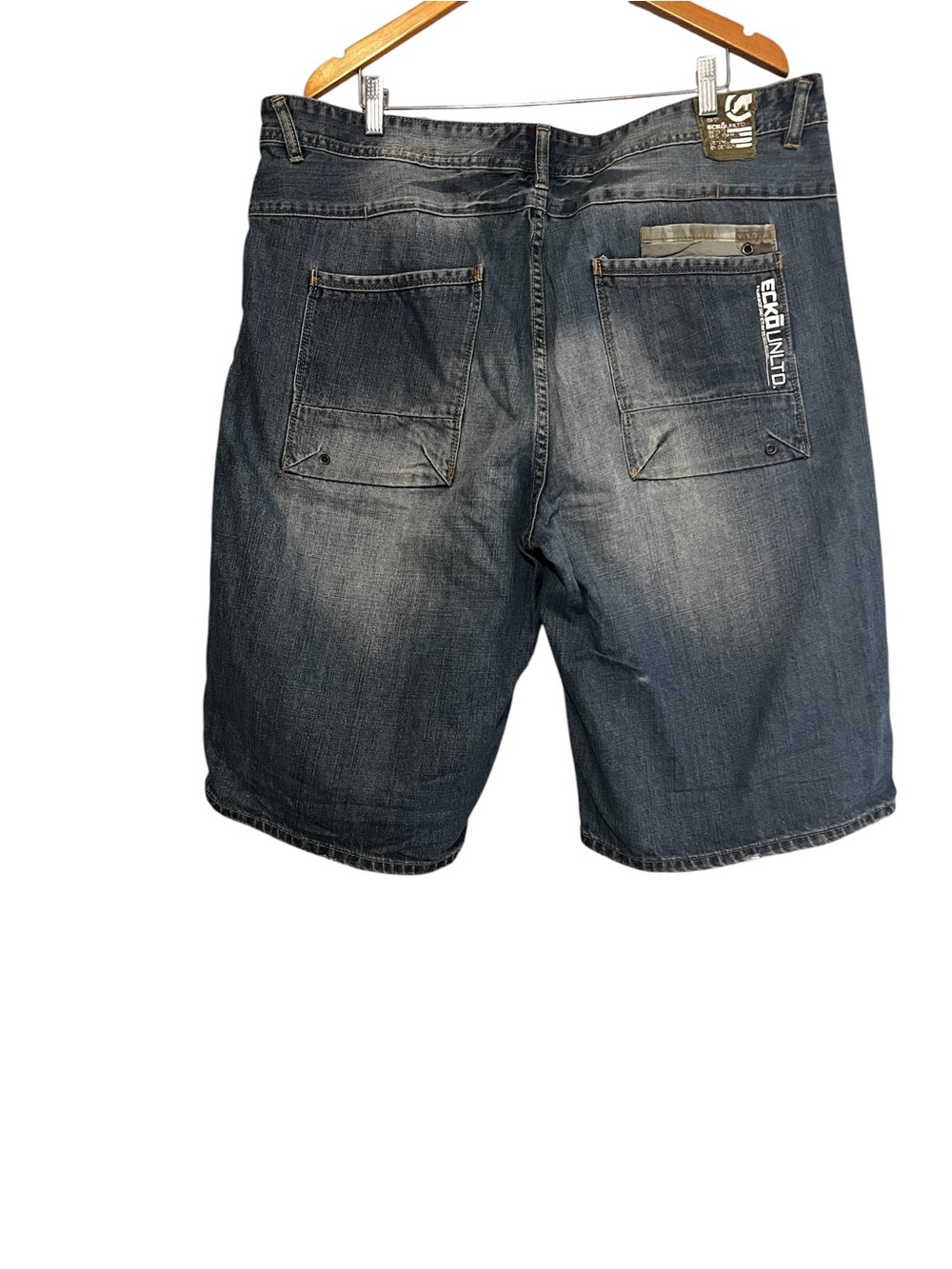 Ecko Unlimited Men's Faded Blue Denim Cargo Shorts
